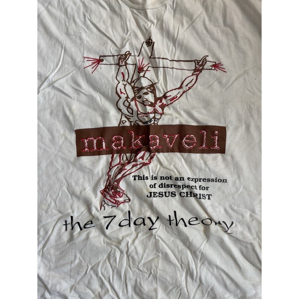 Vintage Tupac Makaveli The 7 Day Theory Rap Tee Shirt 1996 Memorial White XL